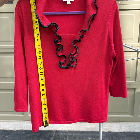 Red Ruffled Collar Top - Picture 3 of 7